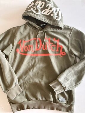 VON DUTCH Men's Olive green Still Alive Hoodie Size Medium